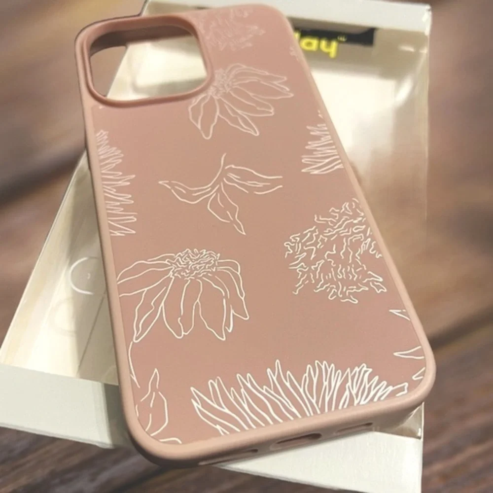 Heyday Blush Pink & Silver Metallic Floral iPhone 12ProMax Antimicrobial Case